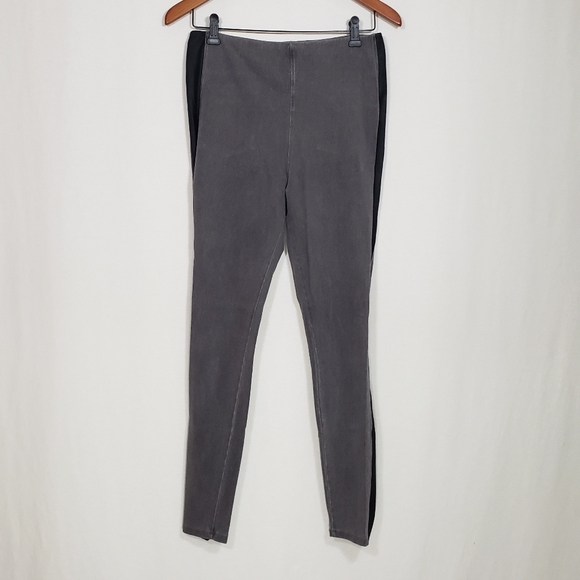 Lyssé  Kaspper Leggings NWT Grey with Black Vegan Leather Size L - Picture 1 of 7